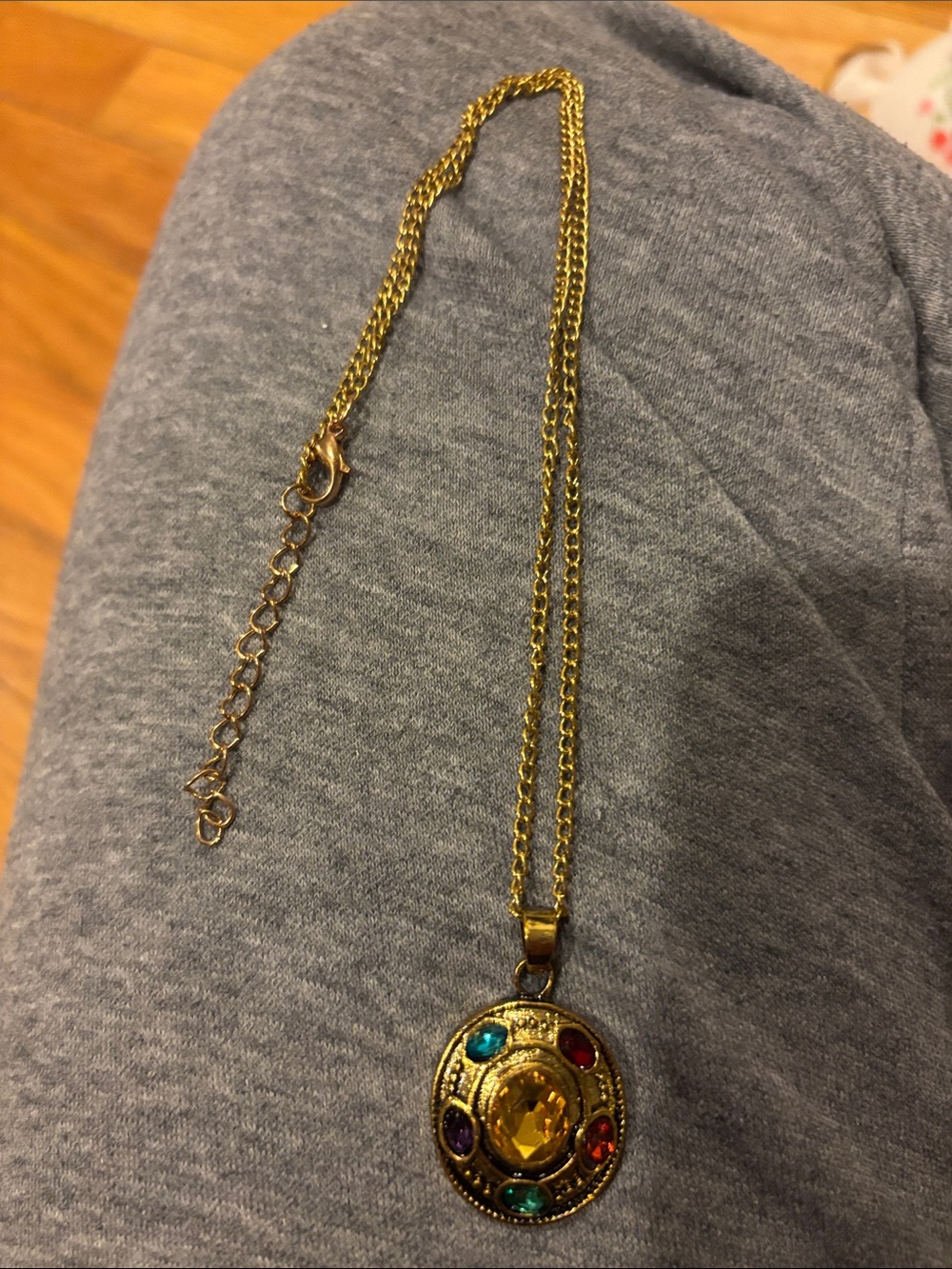 Inspired Gold Multi-Gem Pendant Necklace - Picture 4 of 4